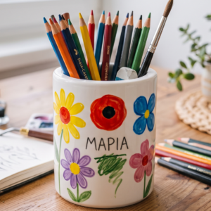 Workshop Δημιουργίας Χειροποίητης Κεραμικής Μολυβοθήκης με ζωγραφισμένα λουλούδια στο Creative Chaos στην Δάφνη